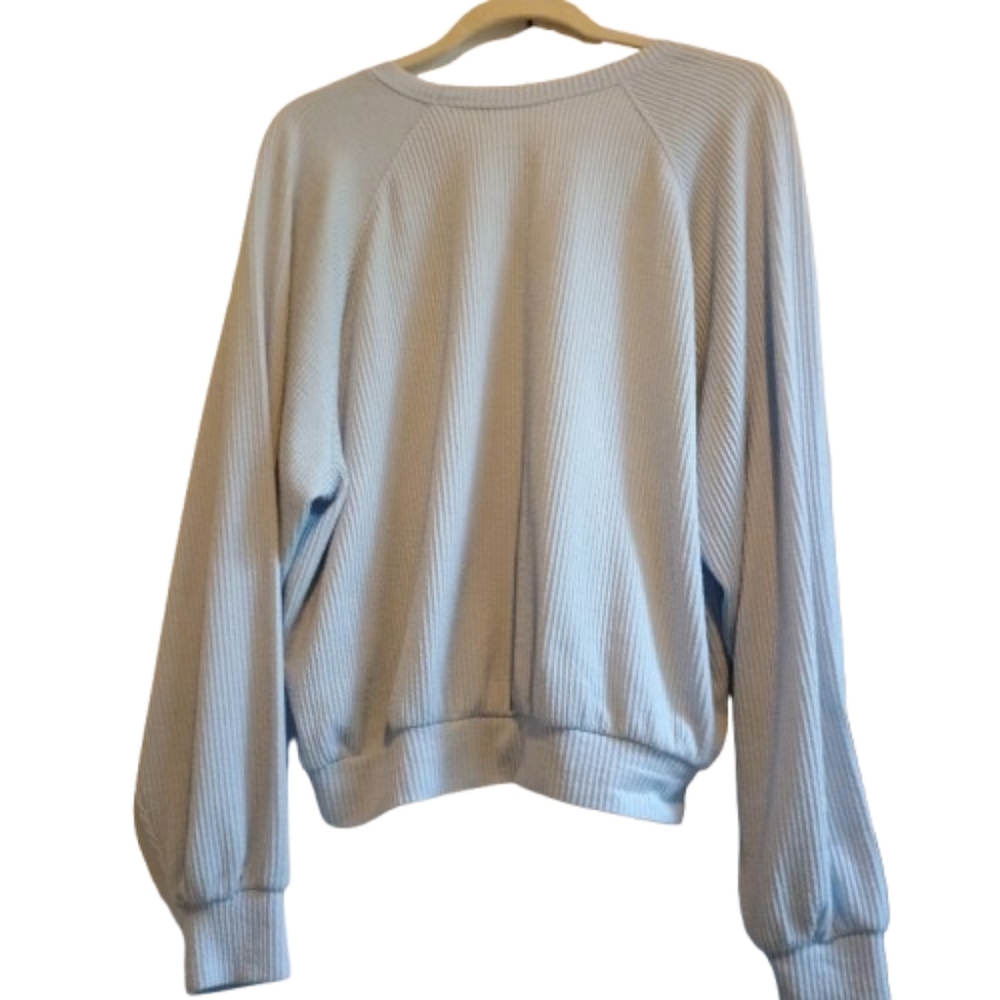 Hollister‎ Boyfriend Ribbed Sweatshirt Blue Size Large Long Sleeve Textured Knit - Picture 3 of 11